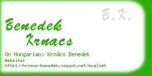 benedek krnacs business card