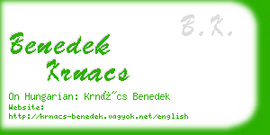 benedek krnacs business card